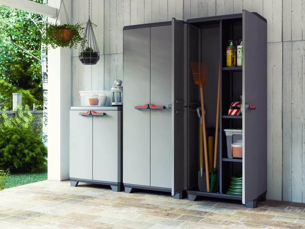 Armoire à balais verrouillable avec 2 portes et 3 étagères réglables Basic Stilo Keter - 2