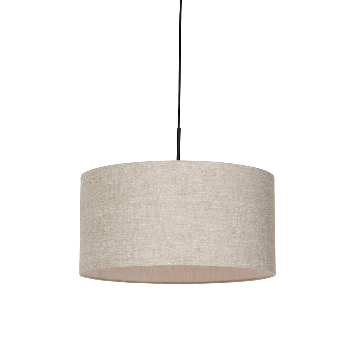 Rustykalna lampa wisząca czarna z beżowym kloszem 50 cm - Combi 1