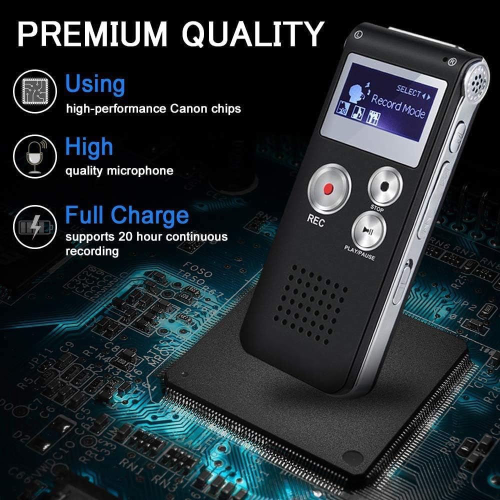 Appareil Enregistrement Conférences Réunions Dictaphone Numérique,16Go Mini Enregistreur Vocal Avec MP3 Et Écran Couleur, Enregistreur Audio Enregistreur Vocal Longue Durée