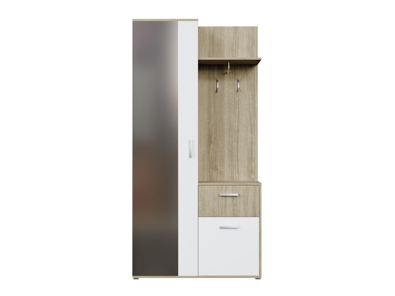 Meuble d'entrée Pavo, 195x97x30cm, Disponible, Sonoma chêne, Blanc, Stratifié, À poser - 4