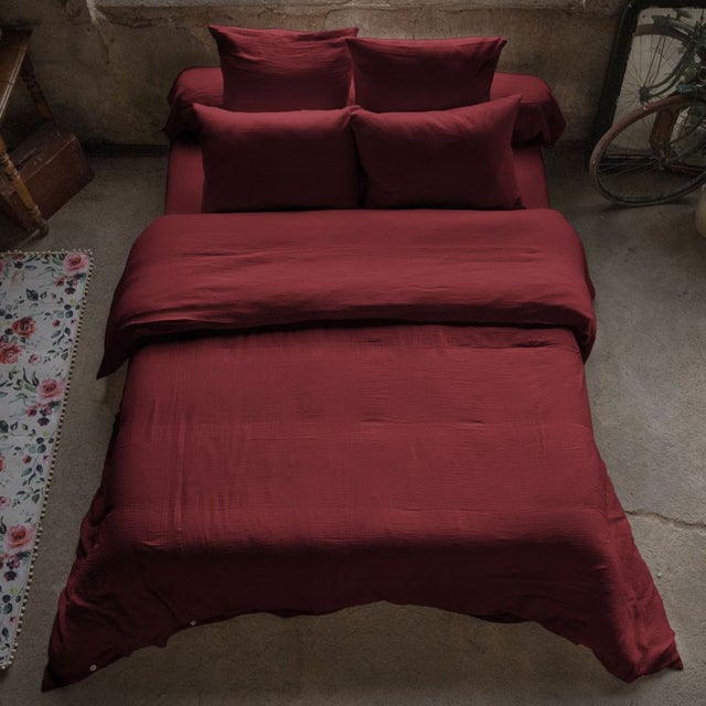 Housse de couette 240x260 cm en Gaze de coton Lie De Vin