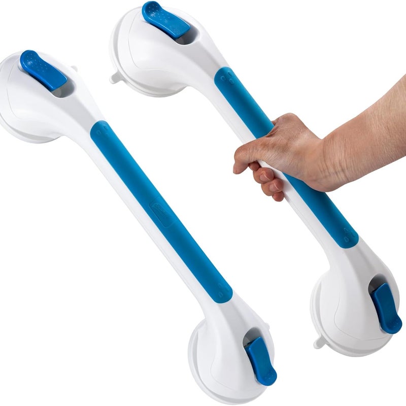 Uchwyt łazienkowy z przyssawką, uchwyt prysznicowy 43 cm dla osób starszych, niebieski, zestaw 2 szt.