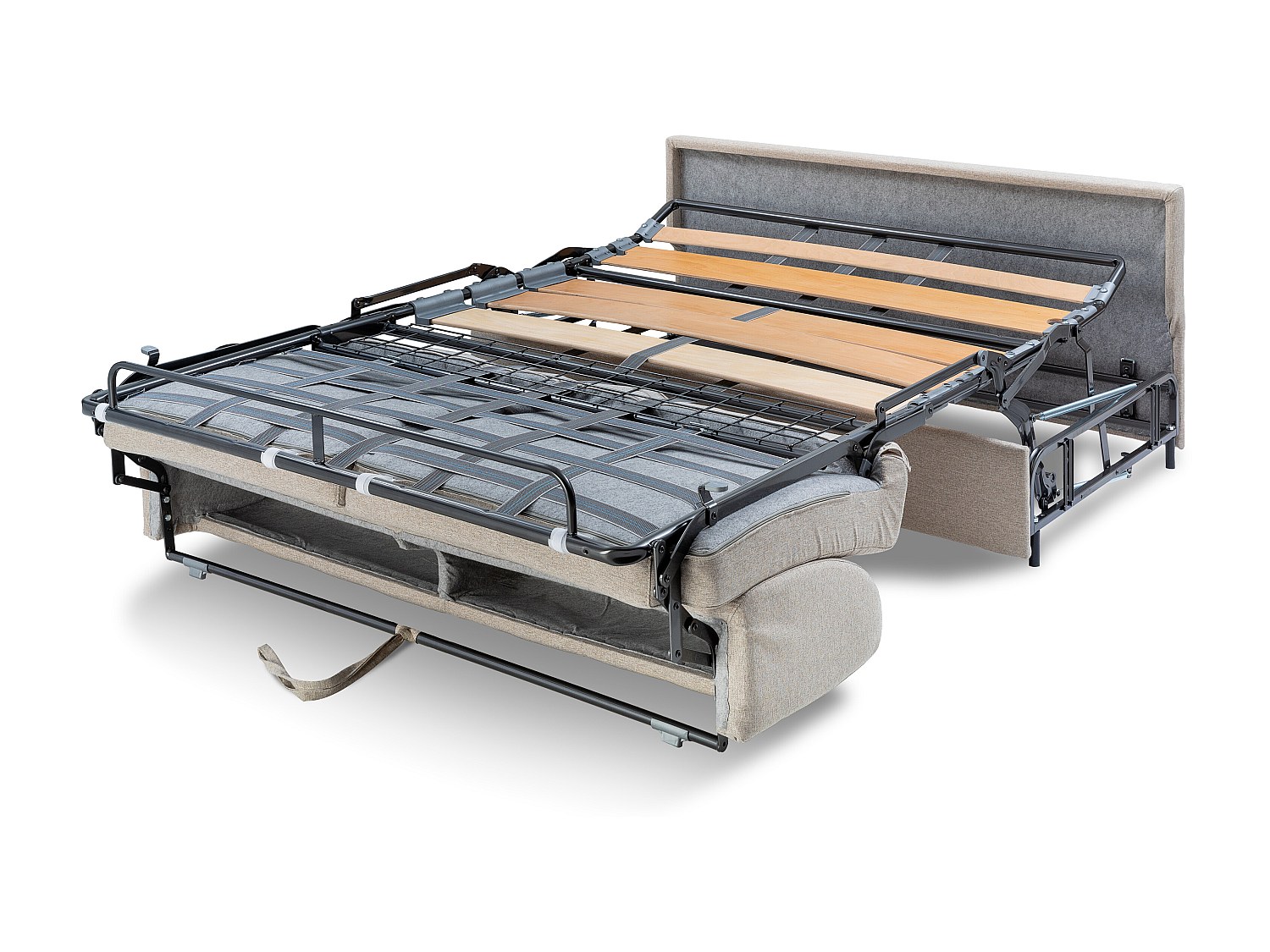 Canapé 3 places convertible express en simili EMIR - Noir - Couchage à lattes larges 140 cm - Matelas 14 cm - 4