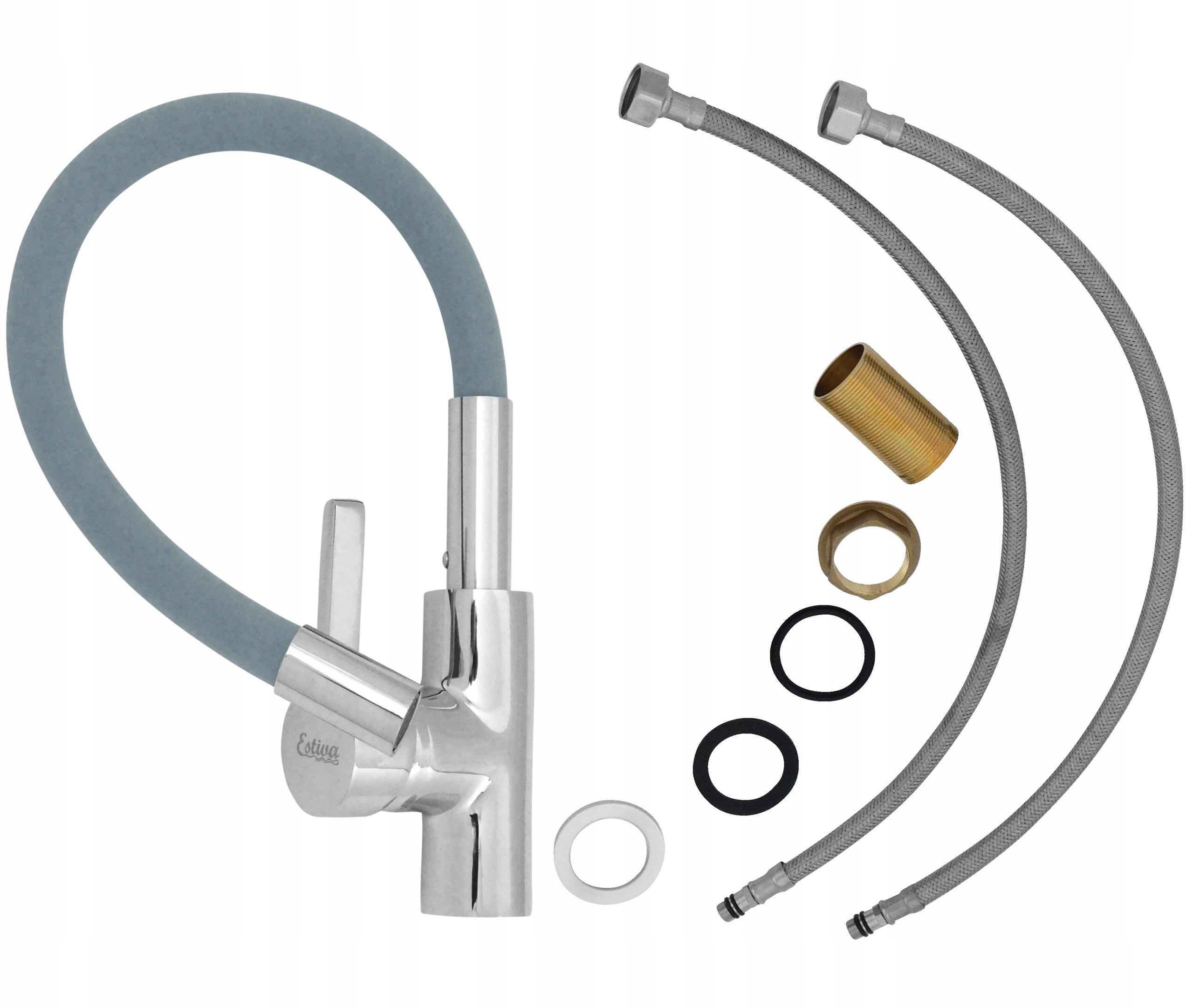 Bateria kuchenna Estiva Onda szara wylewka elastyczna