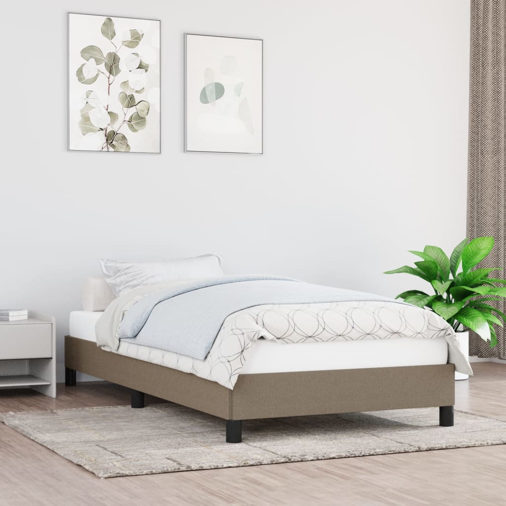 Rama łóżka bez materaca Taupe 90x200 cm Tkanina vidaXL