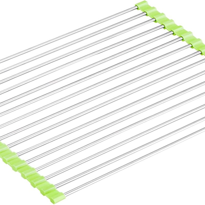 Zielony ociekacz 15 rurek 47 x 30 cm 1 mata do zlewu kuchennego składana suszarka do naczyń ze stali nierdzewnej