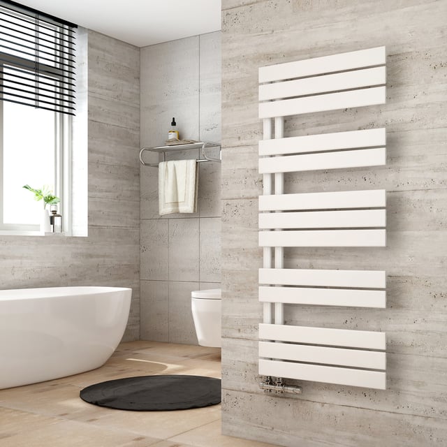 Heilmetz Sèche Serviettes à Eau Chaude 1176 x 500 mm Blanc Radiateurs Flats (573W, pour 6 m²)