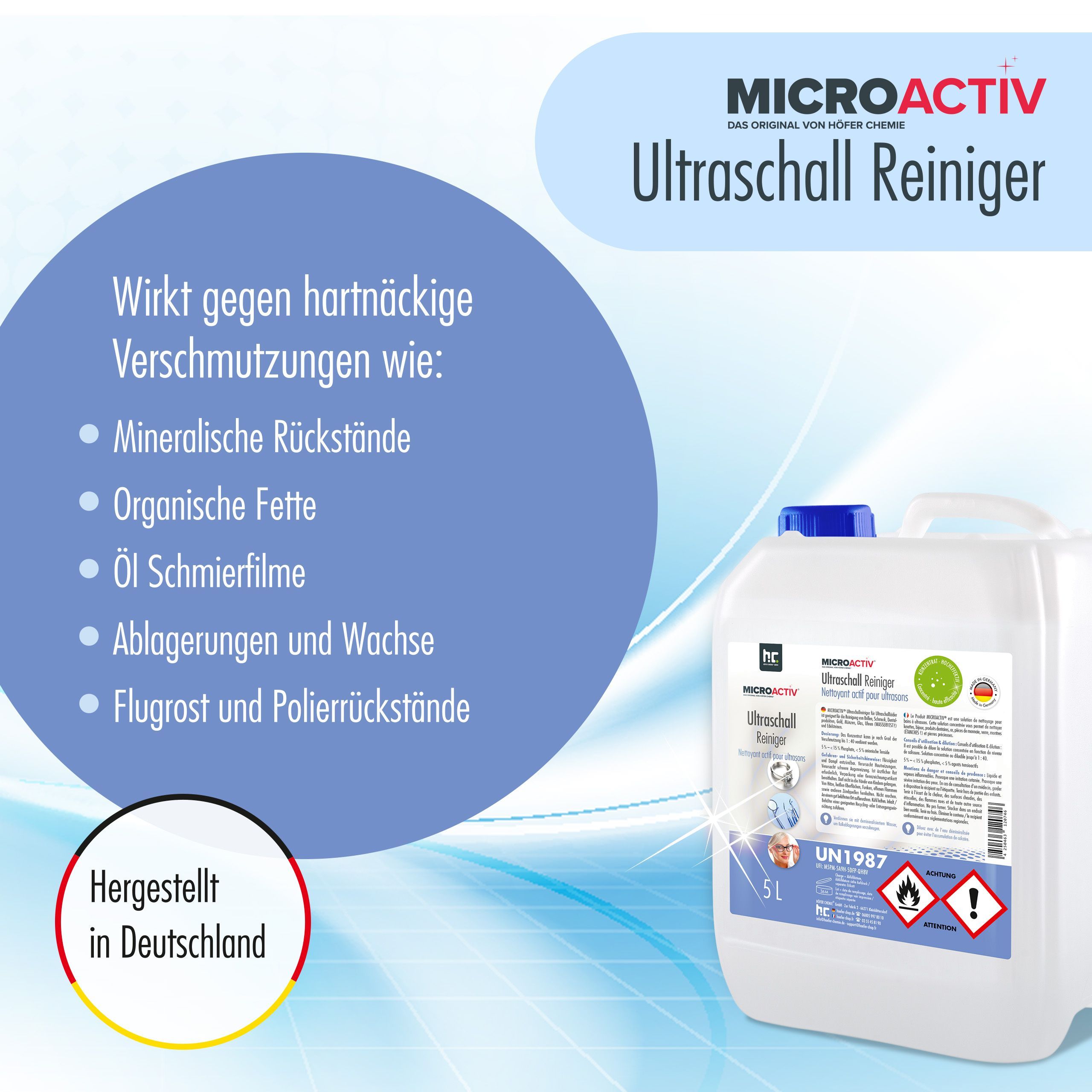 6 x Produit detergent ultrason Microactiv® en bouteille de 1 L - 3