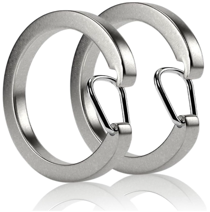 Lot De 2 Porte-clés Torsadés Argentés - Pince En Acier Inox, Boucle Caoutchouc, Détachable