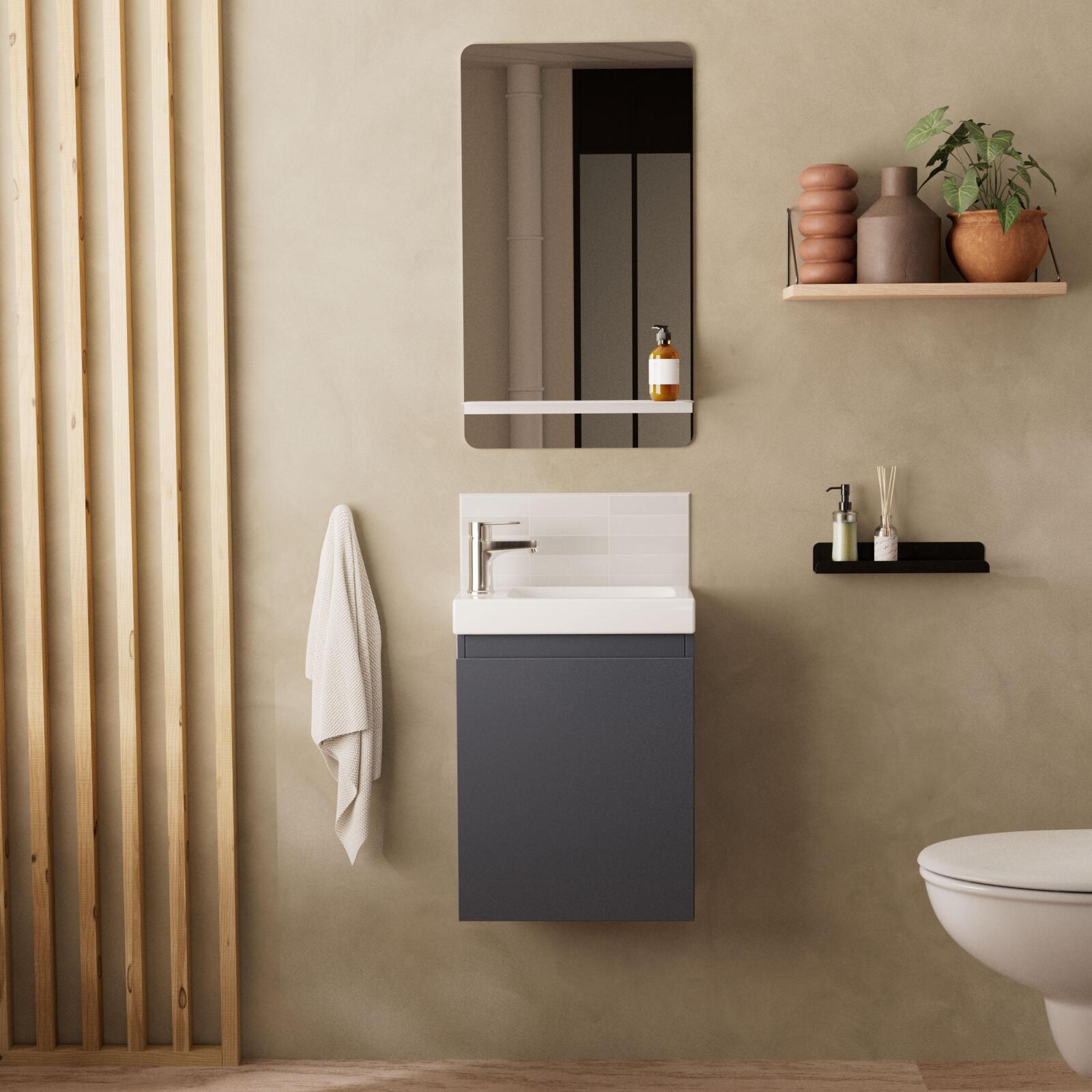 Mueble lavabo lisa + estante espejo