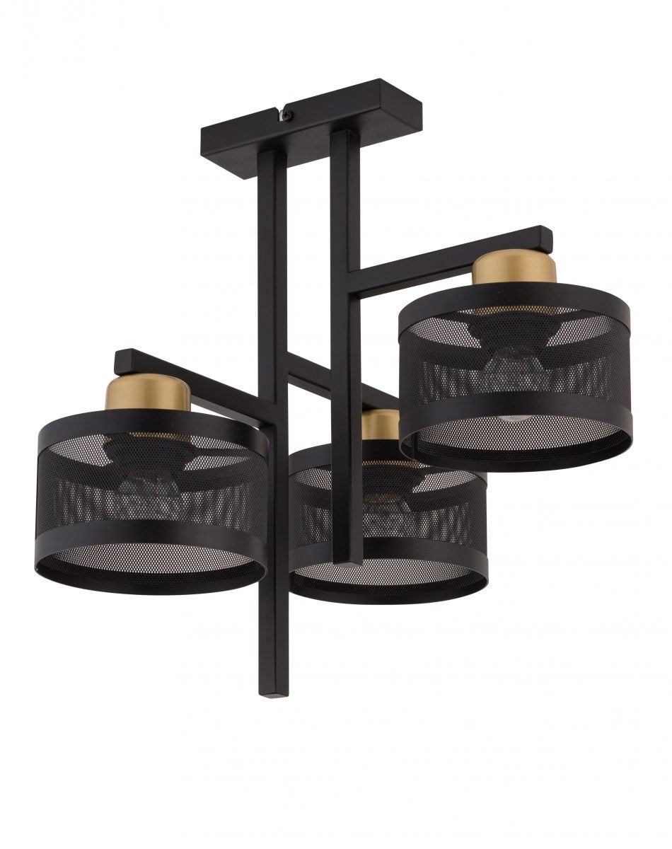 Lampa sufitowa wisząca Off czarno-złota 3xE27x15W dekoracyjna wym: 41 x 42 x 35 cm metal SIGMA