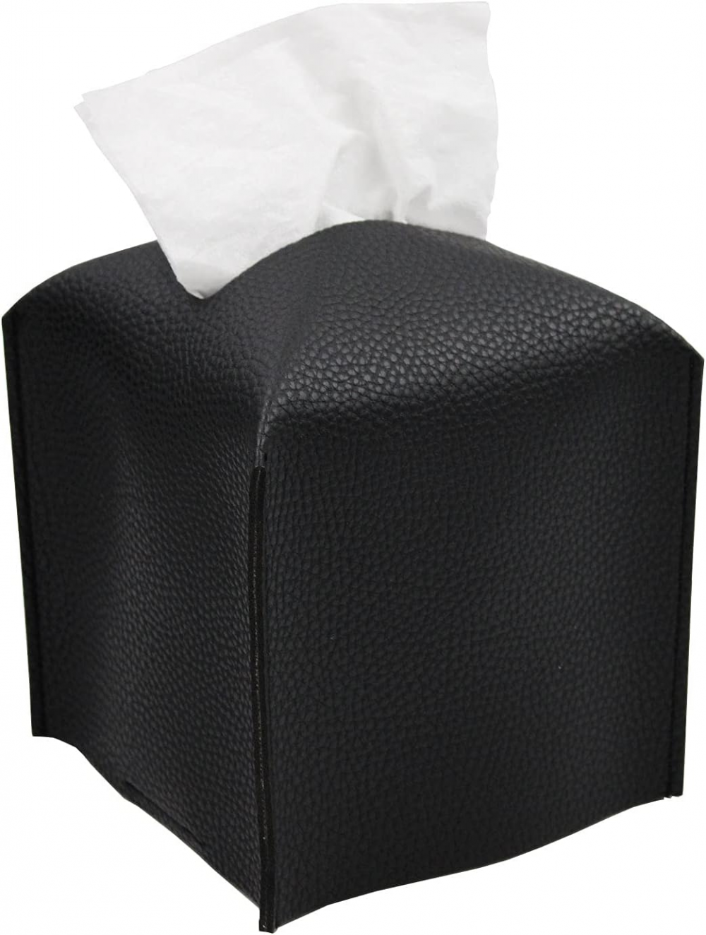 Czarne pudełko na chusteczki ze skóry PU, nowoczesny dozownik papieru toaletowego do łazienki, przy łóżku, na biurko, do samochodu, 5 x 5 x 5 cali