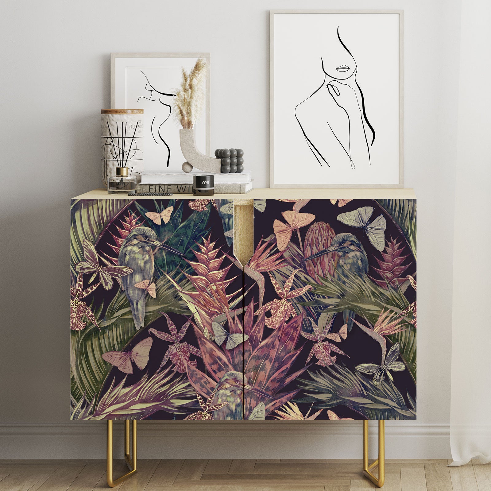 Stickers meuble Fleurs oiseaux 3617689932538 Adhésif + Protection