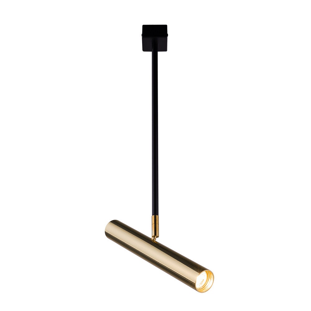 Reflektor sufitowy spot natynkowy Akadi kwadratowy mosiądz polerowano-czarny 1xGU10x4W wym: 51 x 28 x 4 cm mosiądz Amplex