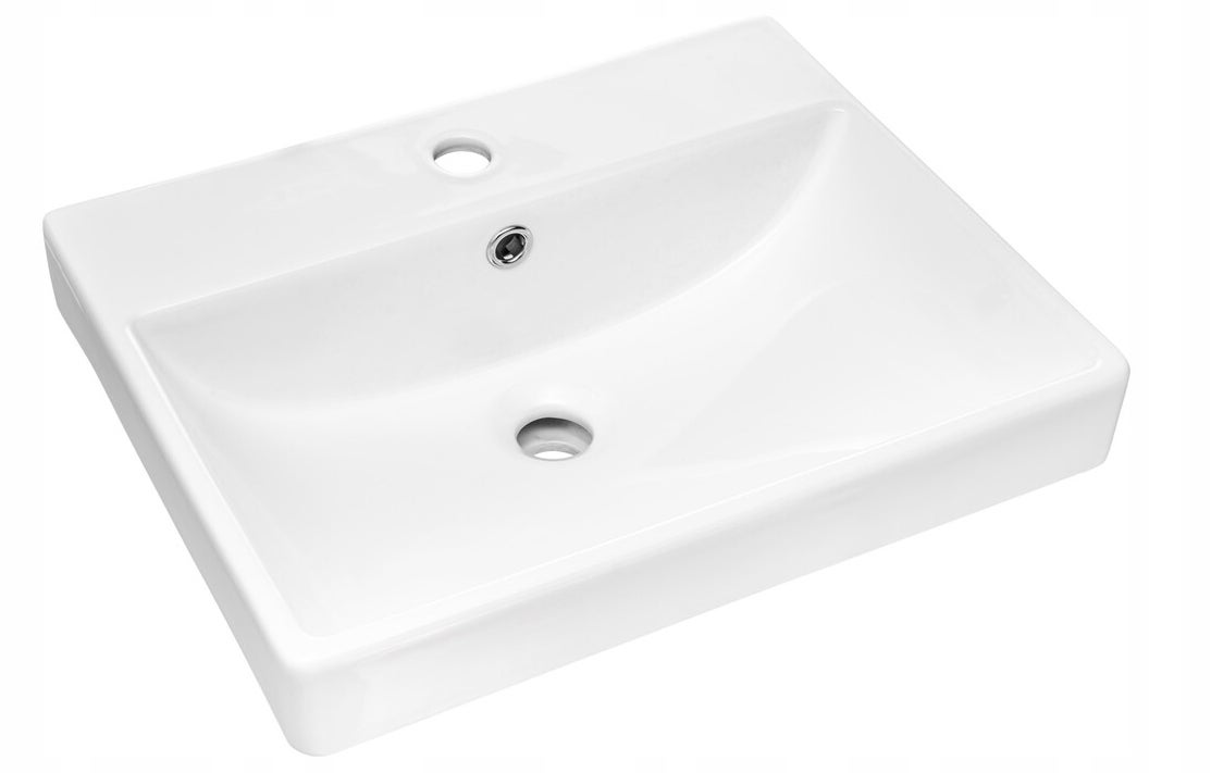 Umywalka meblowa RITA 60 cm biała połysk ceramika prostokątna - 2