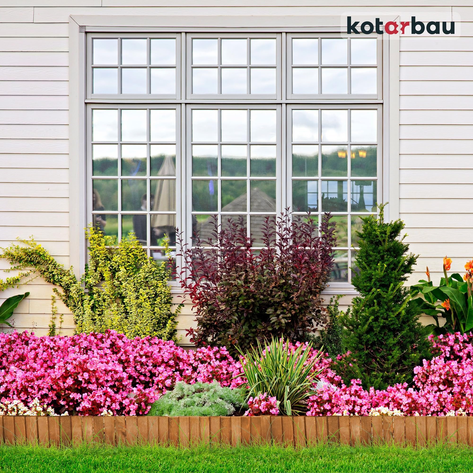 Mini Clôture Bois de Jardin Couleur Chêne 15x110 cm - Bordure de Pelouse - Palissade en Bois Anti-Rongeurs - Barrière Bois Jardin - KOTARBAU - 7