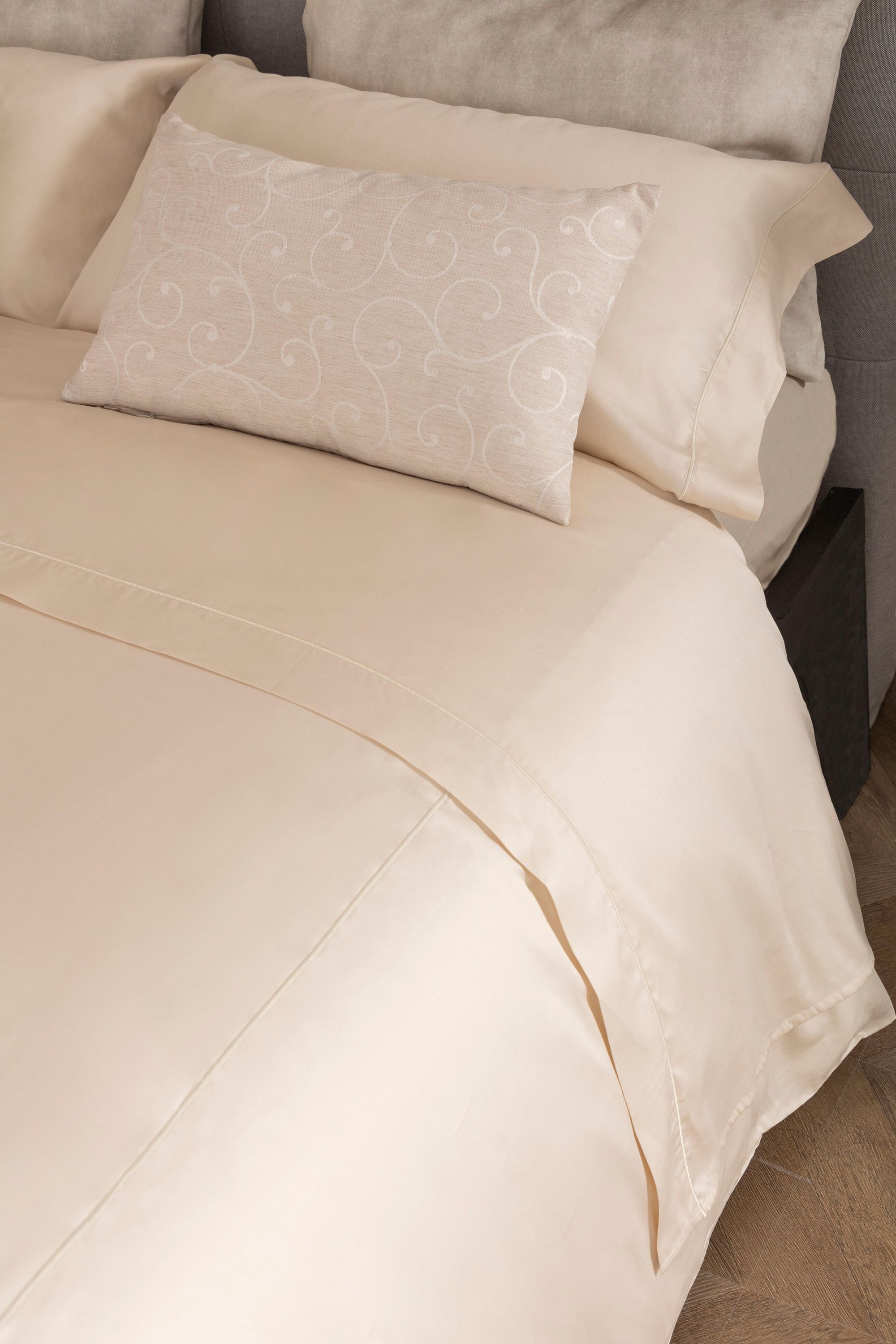 Housse de couette INSPIRE Bordón coton égyptien 300 fils 90 cm ivoire - 4