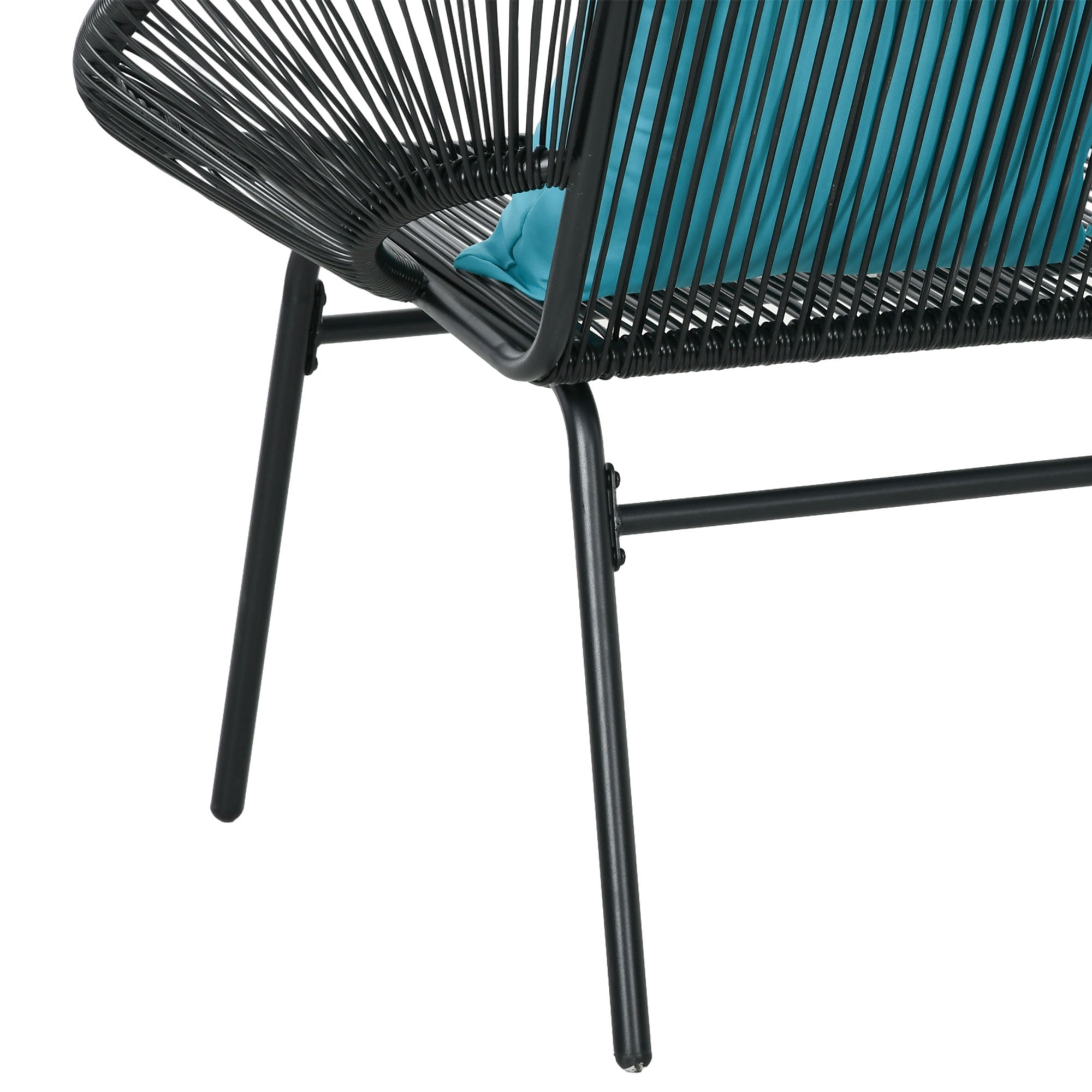 Banc de jardin 2 places design Acapulco 2 coussins métal résine filaire - 9