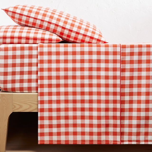 Drap plat coton, Veldi Orange - Orange - 180 x 290 cm