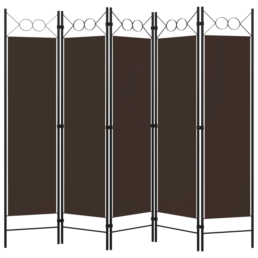 Cloison De Séparation 5 Panneaux Marron 200x180 Cm Vidaxl - 2