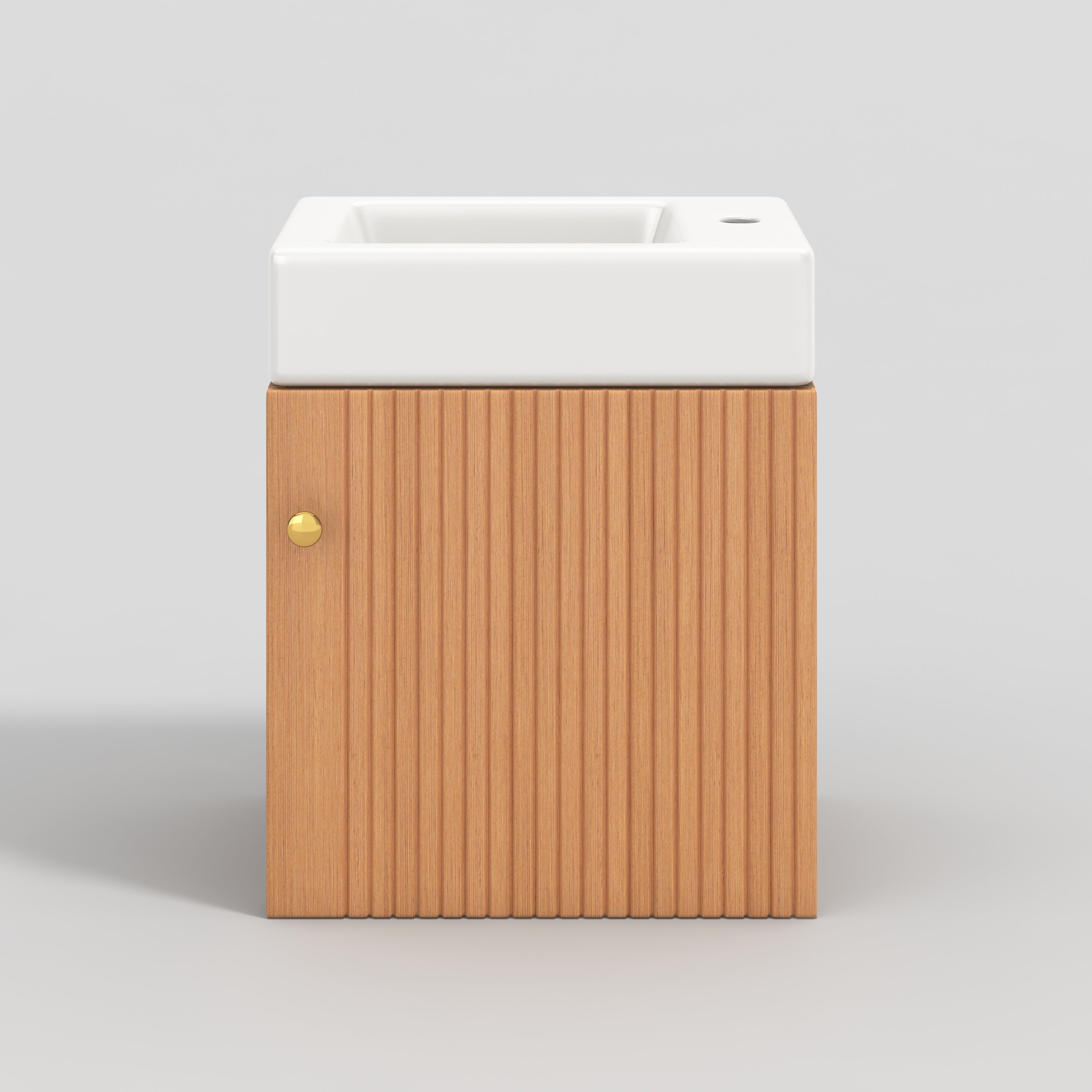 Meuble de salle de bain vasque simple, meuble bas avec vasque en céramique - 46 x 26 x 56 cm - Bois MDF - Naturel - 6