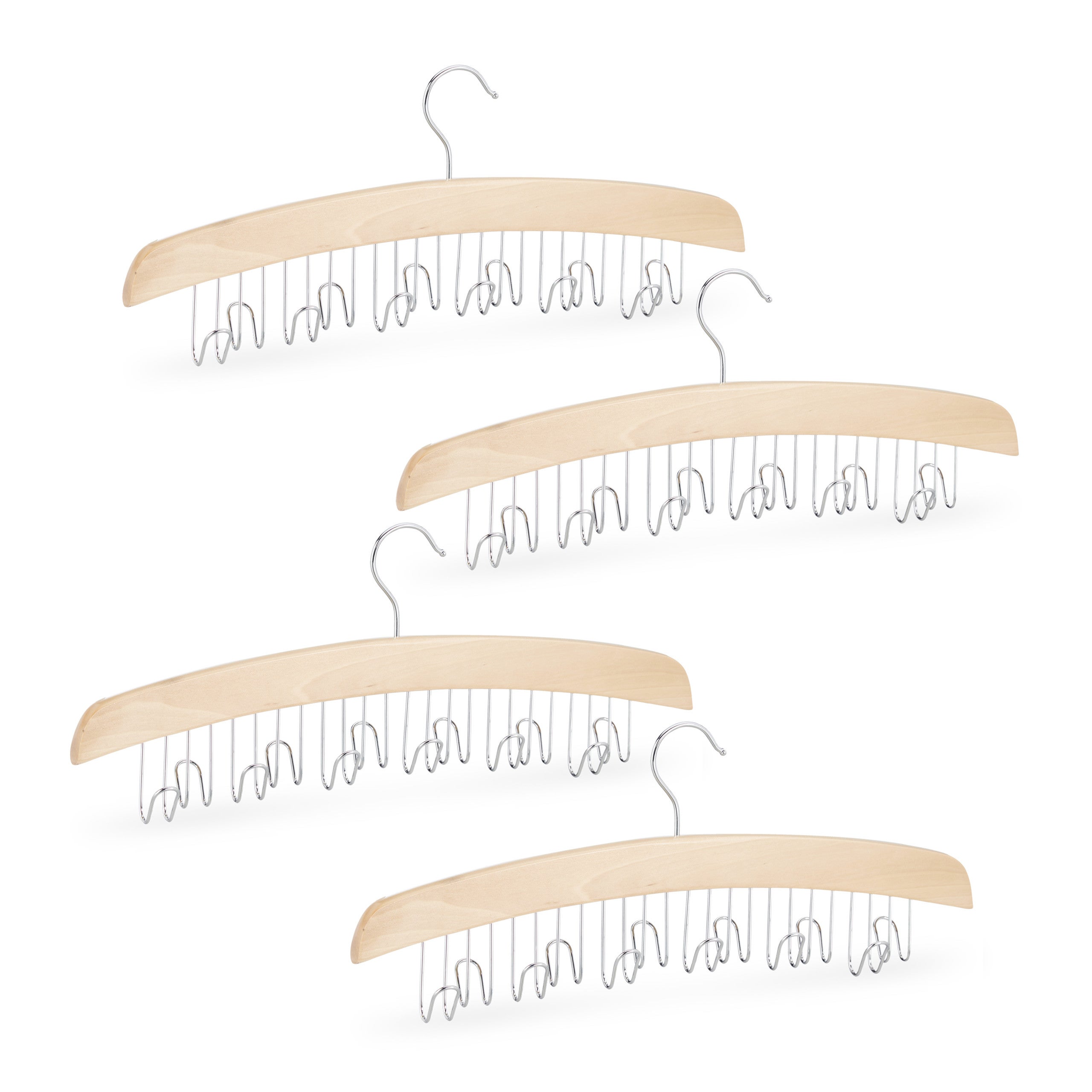 Porte-ceintures En Bois - Lot De 2 Avec 12 Fentes - Organisateur Garde-robe Pour Ceintures, Cravates, écharpes - Design Sobre Et Robuste