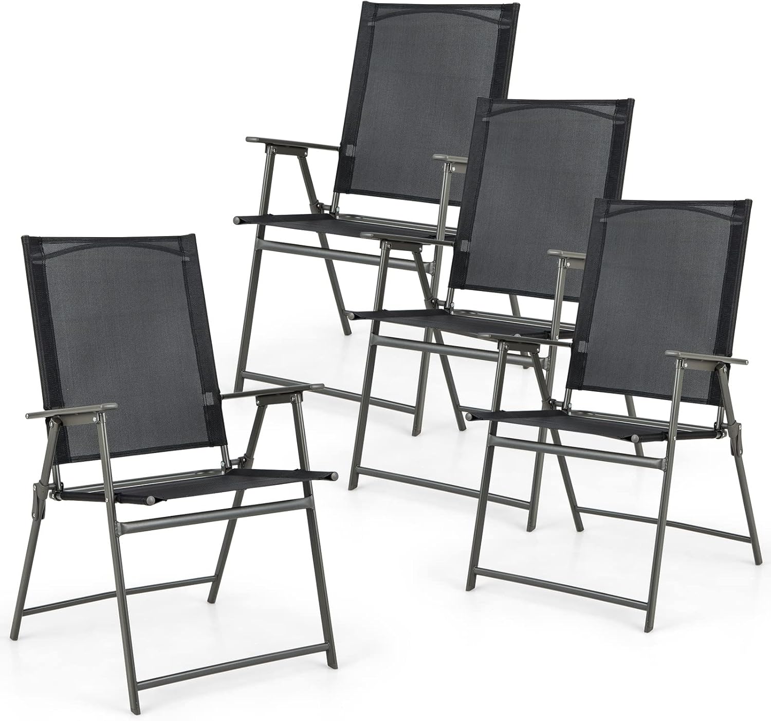 Zestaw 4 krzeseł ogrodowych, krzeseł z wysokim oparciem z odpornego na warunki atmosferyczne materiału,krzesła tarasowe o obciążeniu do 150 kg,