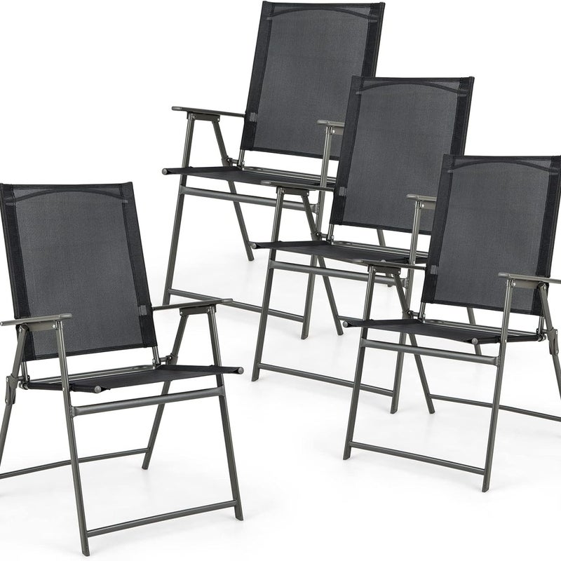 Zestaw 4 krzeseł ogrodowych, krzeseł z wysokim oparciem z odpornego na warunki atmosferyczne materiału,krzesła tarasowe o obciążeniu do 150 kg,