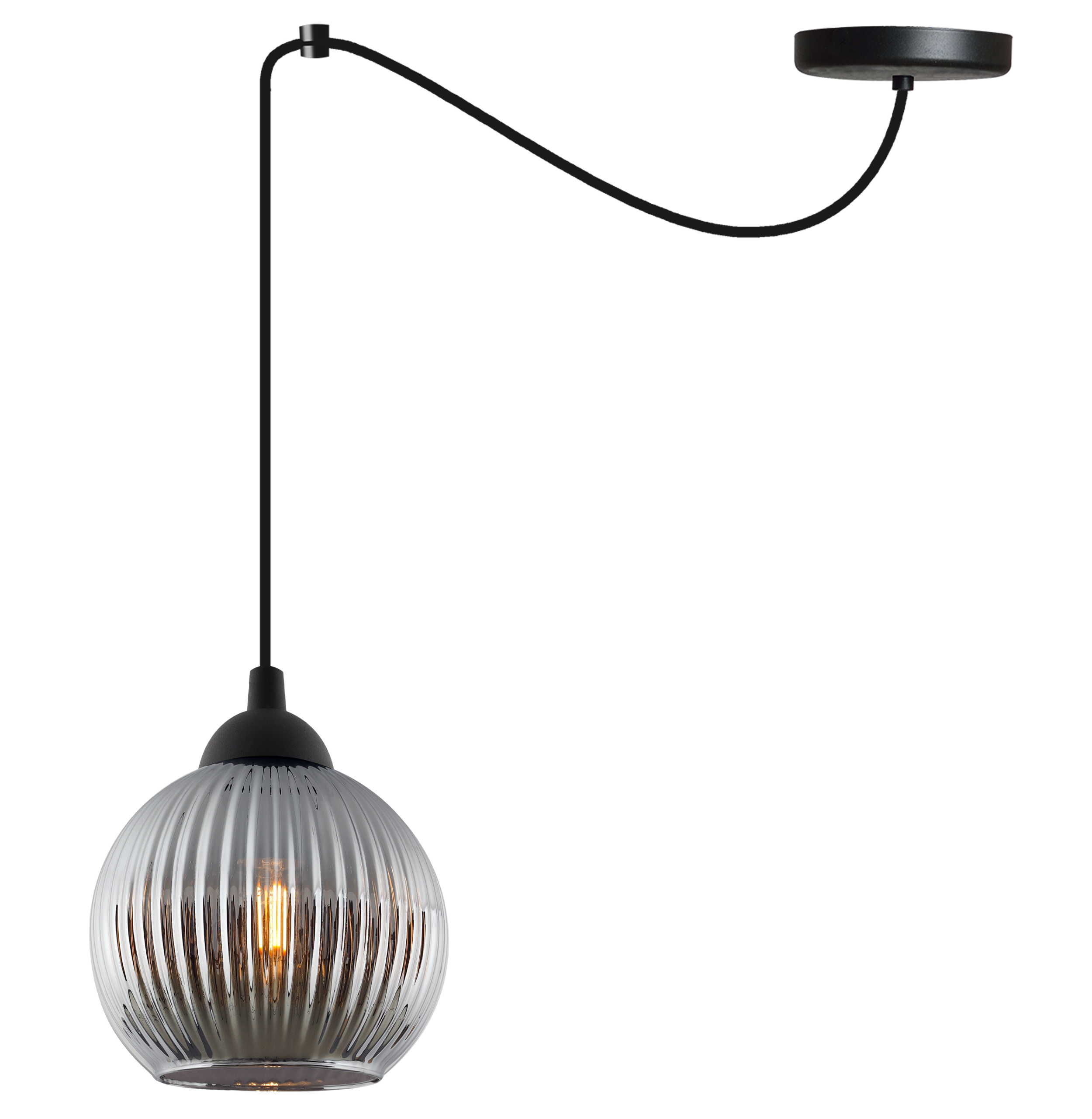 Lampa sufitowa wisząca Riffle Pająk loft 1xE27 klosz kula grafit Light Home LH - 2