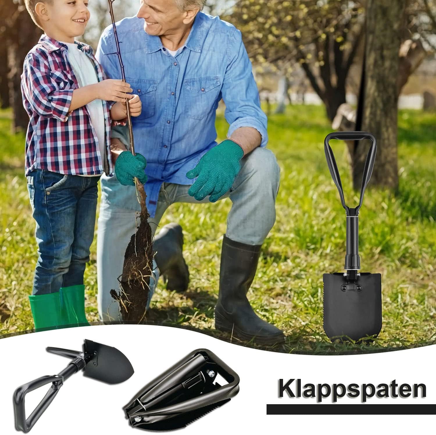 Pelle pliante multifonction noire avec sac de transport - 2