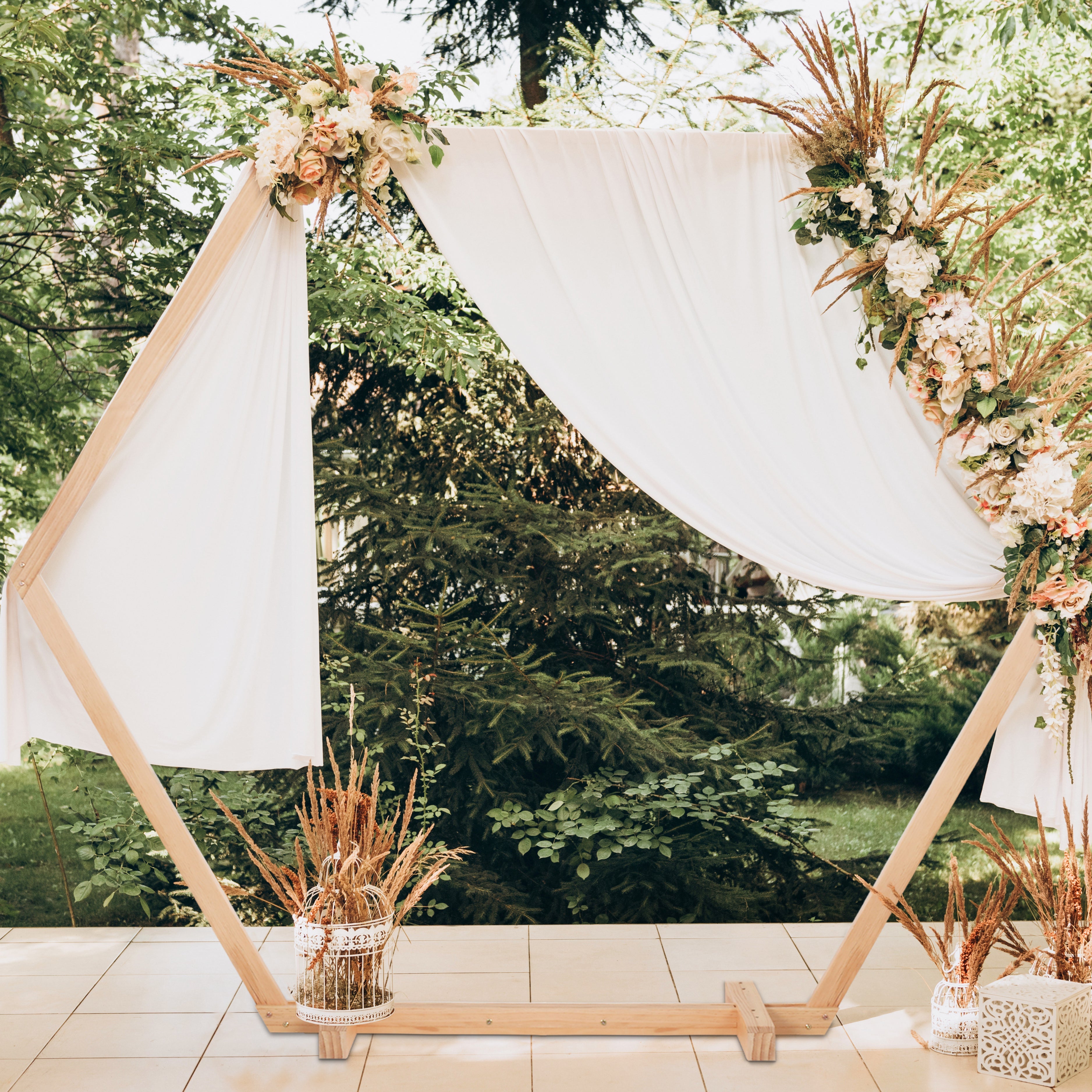 Arche de Mariage en Bois Arc Hexagonal de Fleur Arc de Ballons Anniversaire Photo Cérémonie Décoration de Photographie Fête - 4