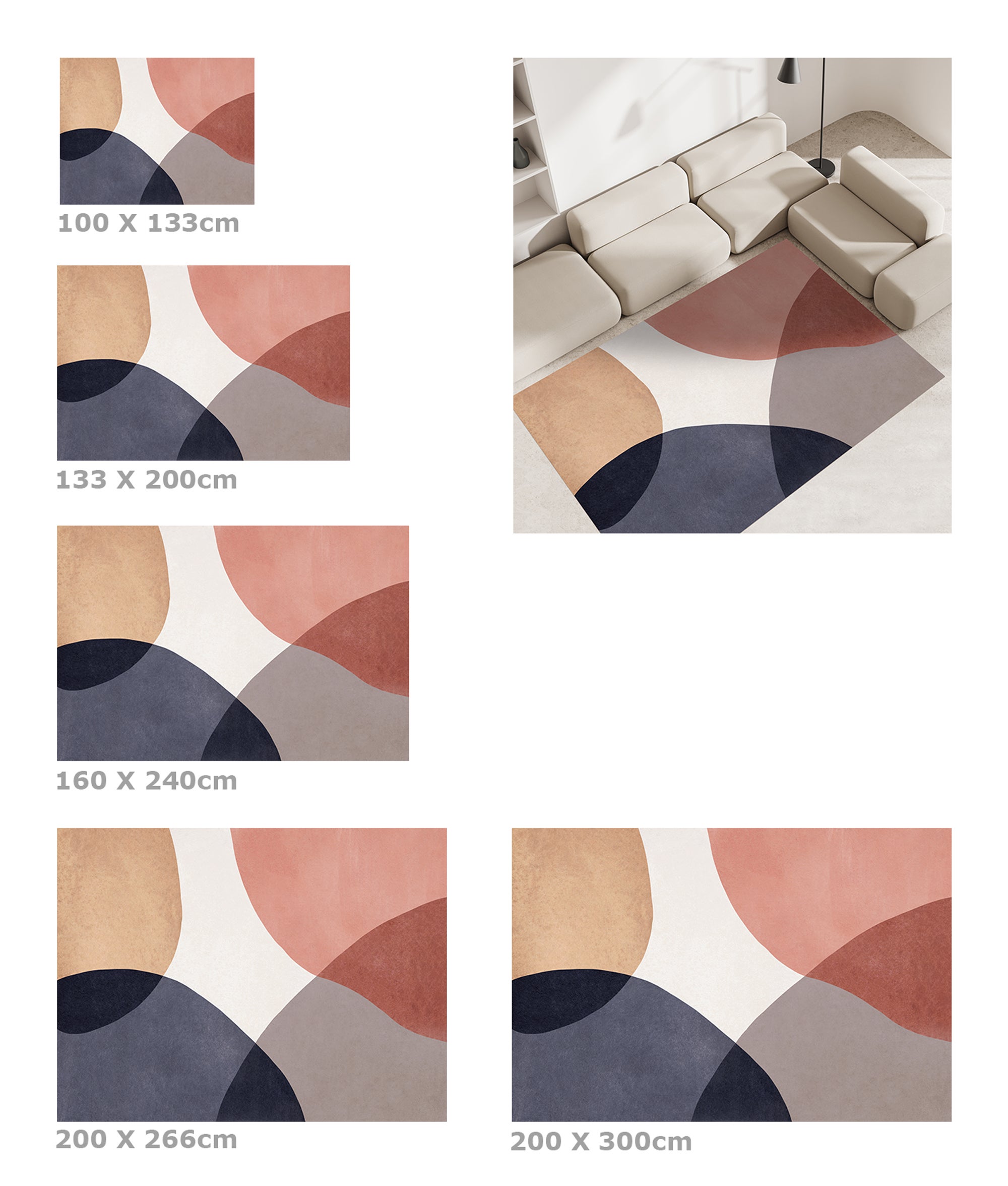 Alfombra de vinilo Eclipse azul 133x200 cm -PVC antideslizante, vinilica para cocina o salón, lavable, estilo abstracto - 6
