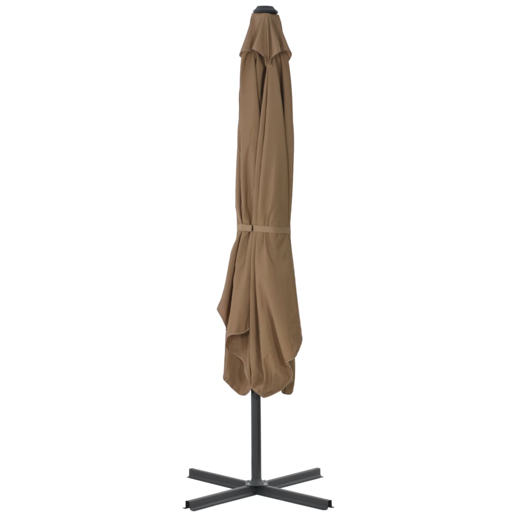 Parasol d'extérieur déporté avec poteau en acier 250x250 Taupe - 5
