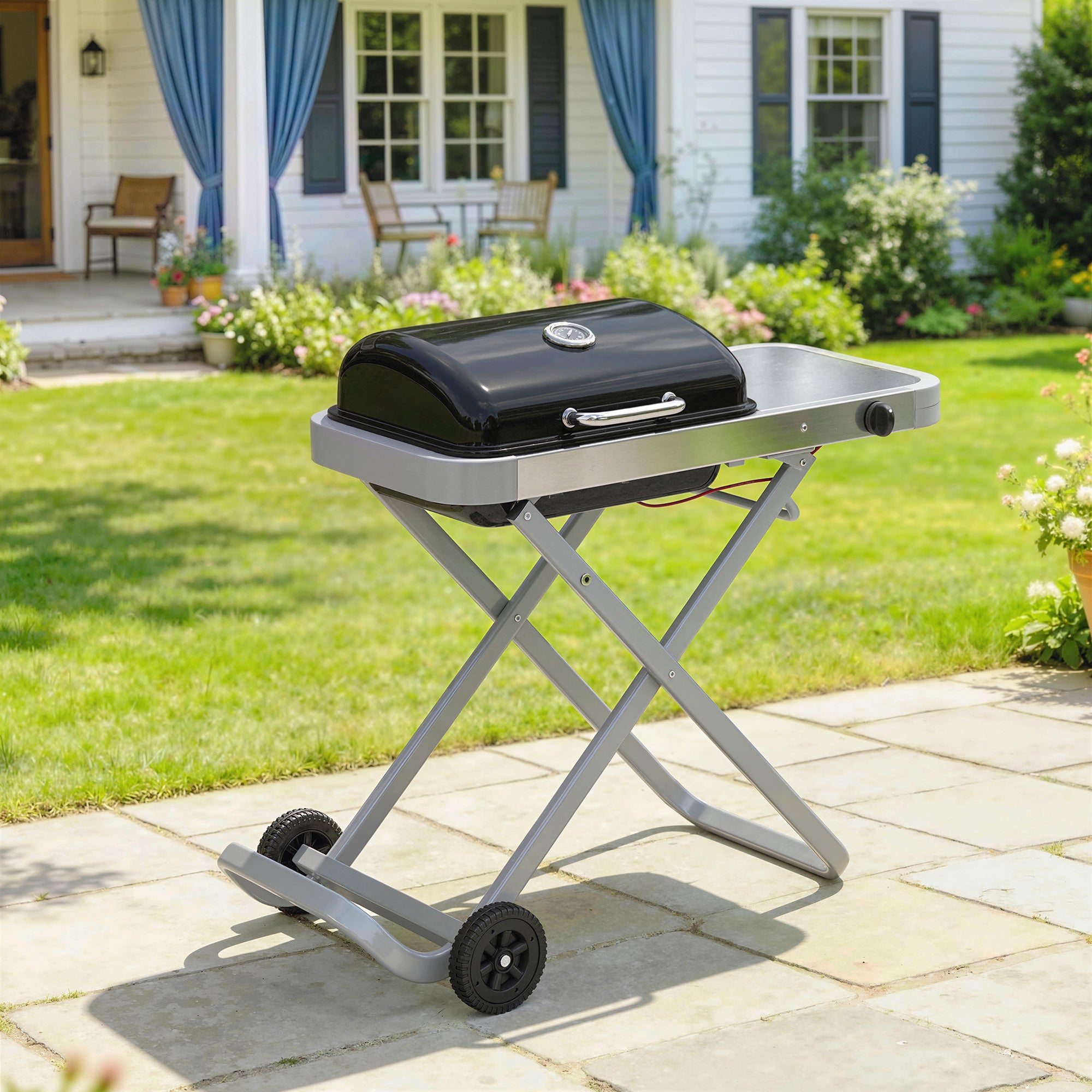 Outsunny Barbacoa De Gas Metal, Acero Inoxidable 109X55x89 Cm Negro Acero Inoxidable, Leroy Merlin