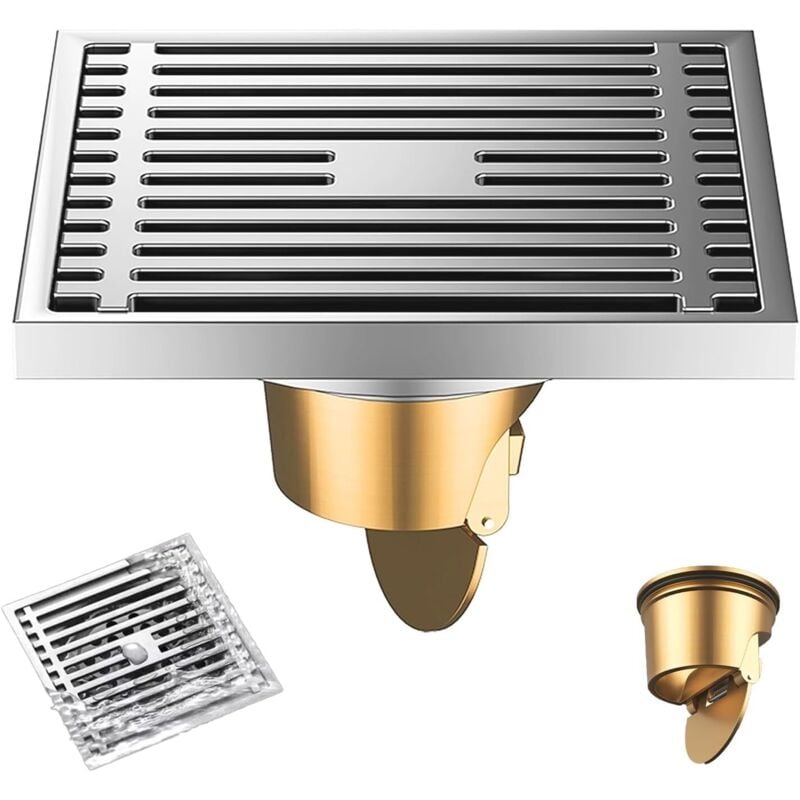 Siphon De Sol avec Grille Baignoire Douche Égouttoir Crépine De Sol