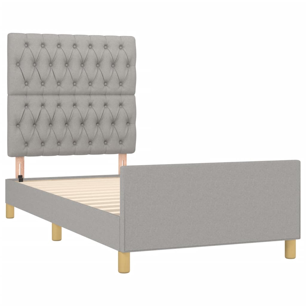 Cadre de lit sans matelas gris clair 100 x 200 cm tissu - 4