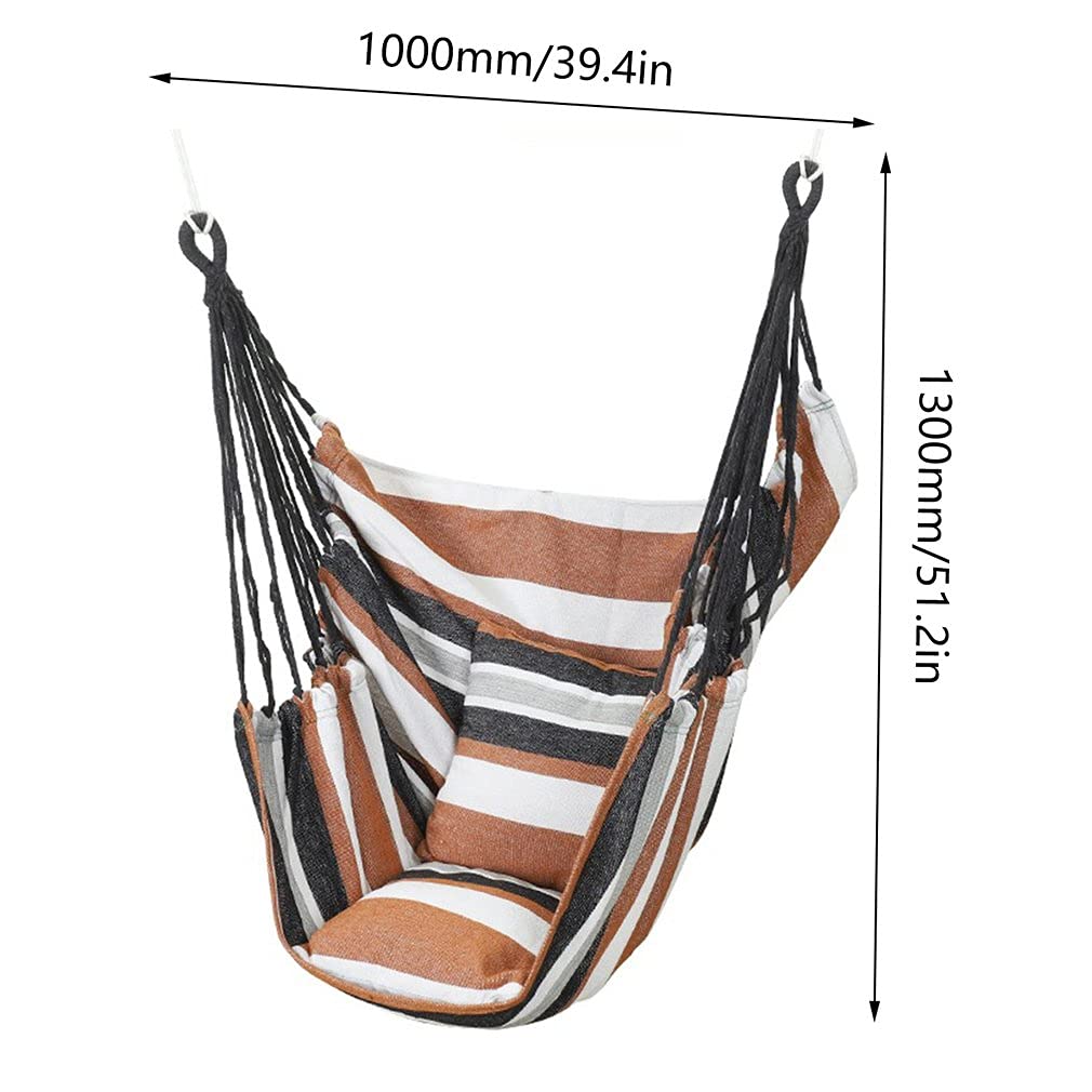 Chaise hamac 100 x 130 cm avec sac de transport, chaise suspendue d'extérieur, idéale pour la chambre à coucher, l'extérieur et la lecture (marron) - 2