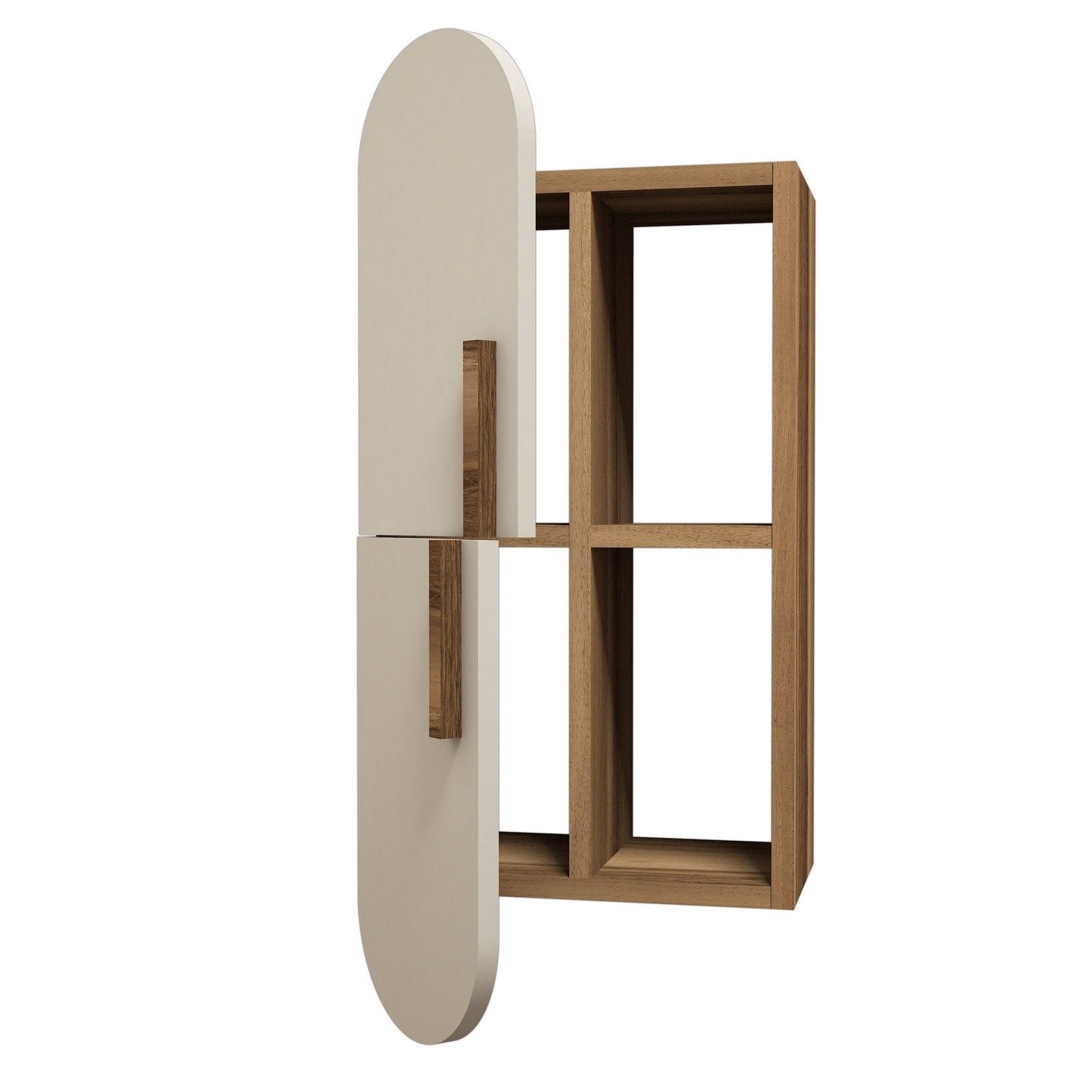 Étagère murale façade ovale Ellipsis L35xH80cm Bois et Blanc crème - 4