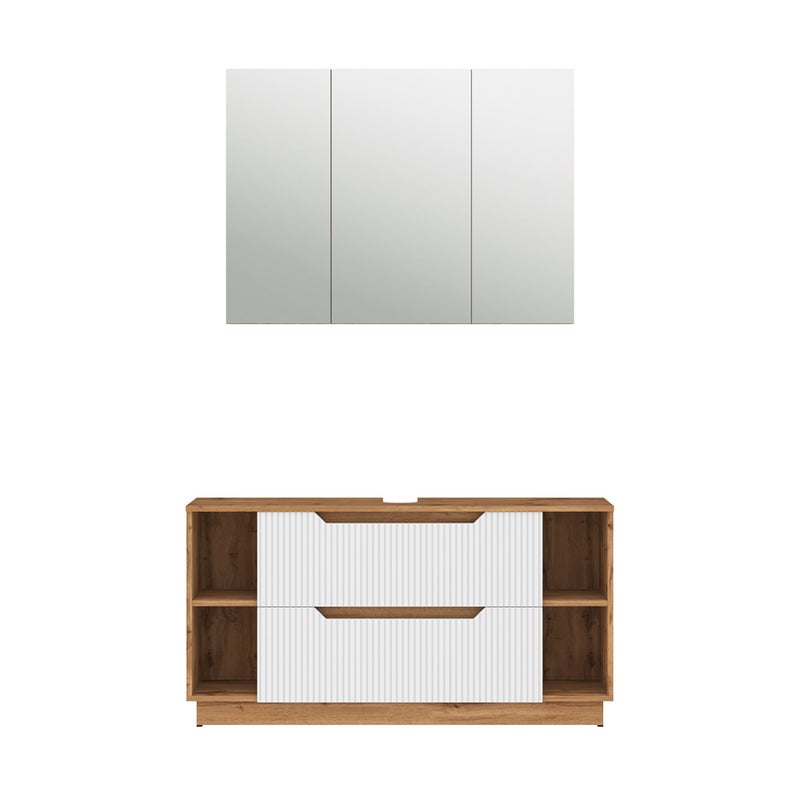 Vicco Zestaw mebli łazienkowych Lotta, Dąb/białe paski, 2 części