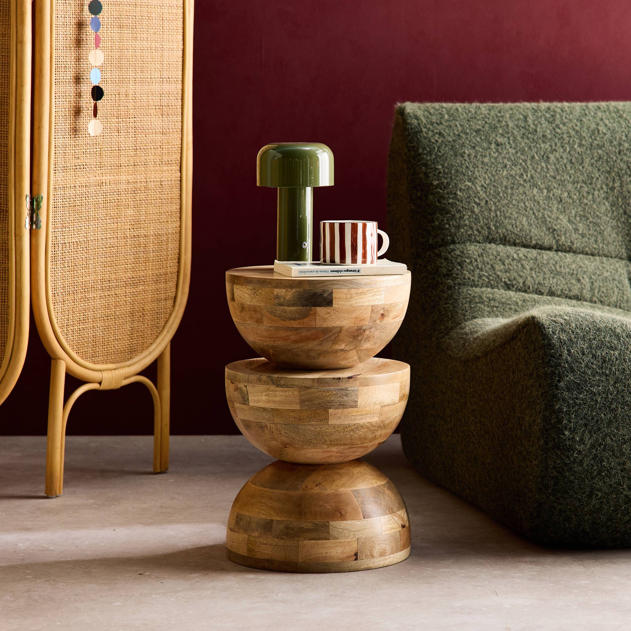 Table d'appoint. bout de canapé. table de chevet. tabouret en bois de manguier. Naturel. Sita. Ø30 x H 45cm SITA - 2