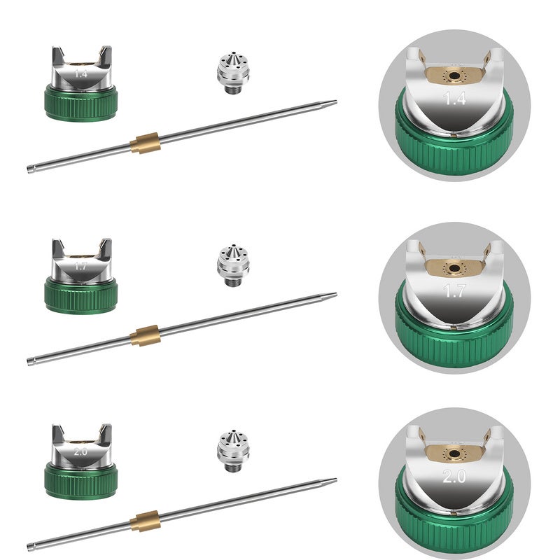 Pistola SET 1,4 + 1,7 + 2 mm Pistola HVLP Pistola, bico: 1,4 + 1,7 + 2 mm - 3
