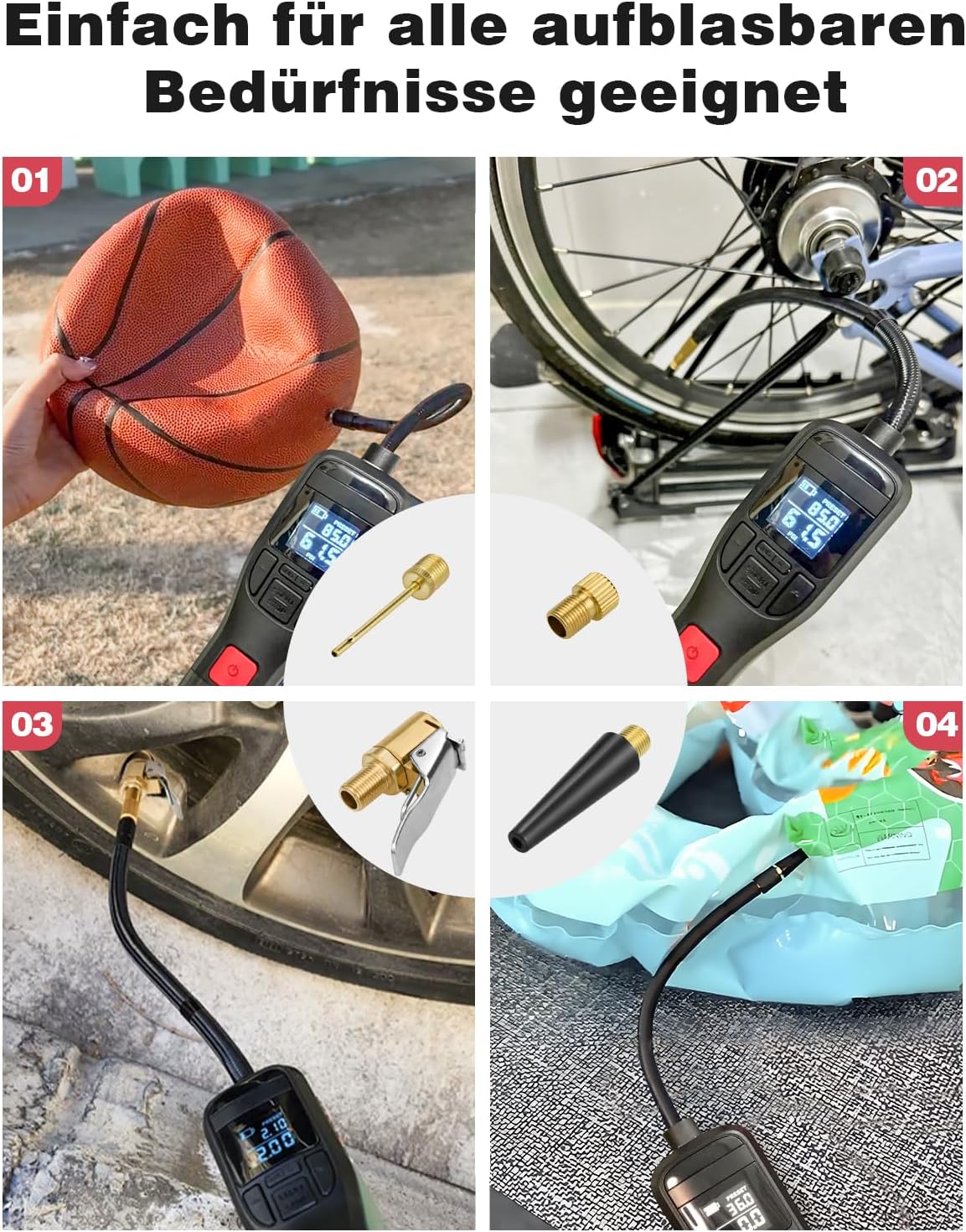 Kit adaptateur de valve multifonction – pour Bosch EasyPump, convient aux pneus de voiture, vélos et ballons - 7