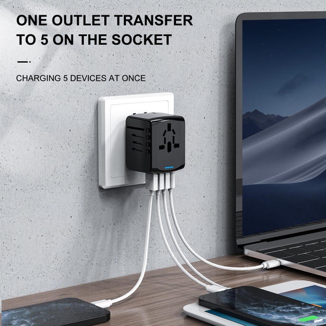 Adattatore Universale da Viaggio Apparecchi Elettrici Spina 10 A Maurer Adattatore Universale da Viaggio Apparecchi Elettrici Spina 10 A Maurer