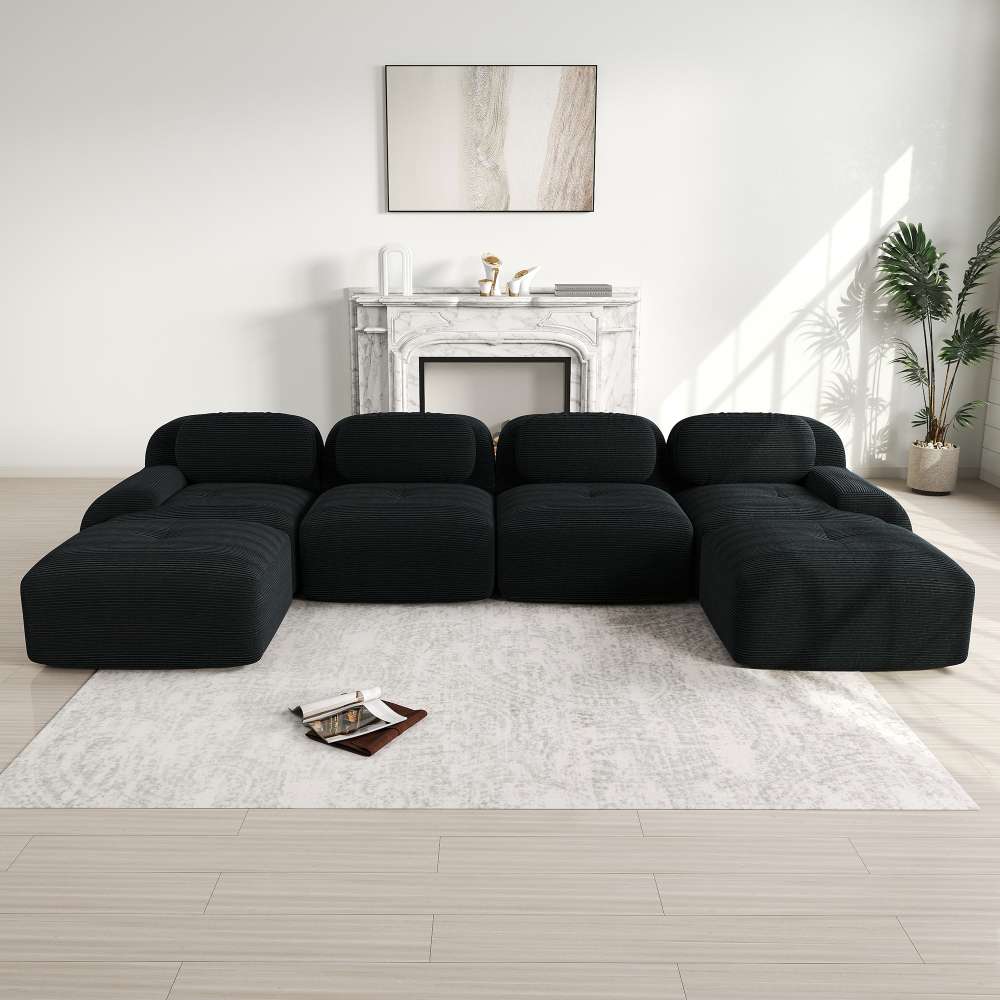Modułowa sofa U bez montażu z Premium Cordstoff, 32D Polster, Ergonomic i Haustierfreundlich