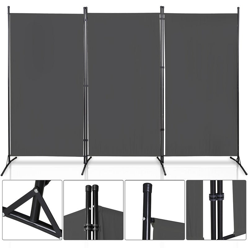 Paravent De Jardin HENGMEI 275x180cm Gris Foncé - Cloison Intérieur Extérieur Robuste