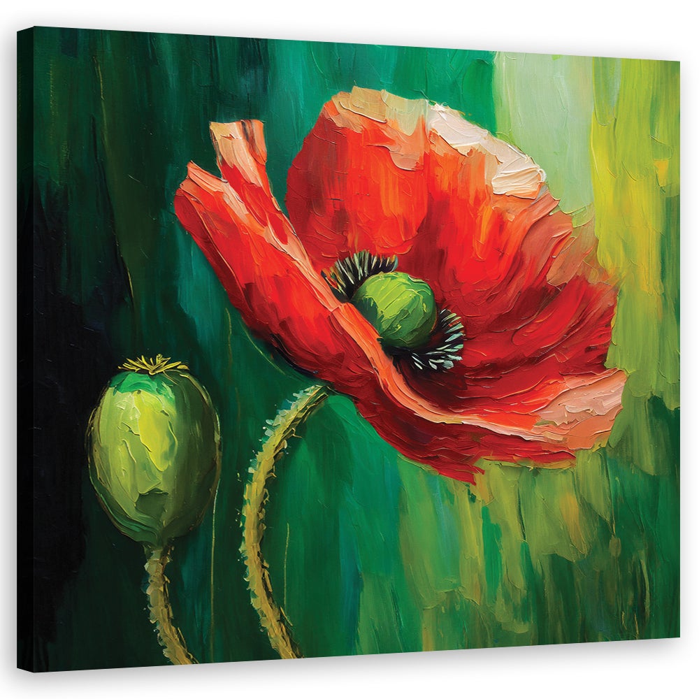 Obraz na płótnie, Malowane maki 50x50