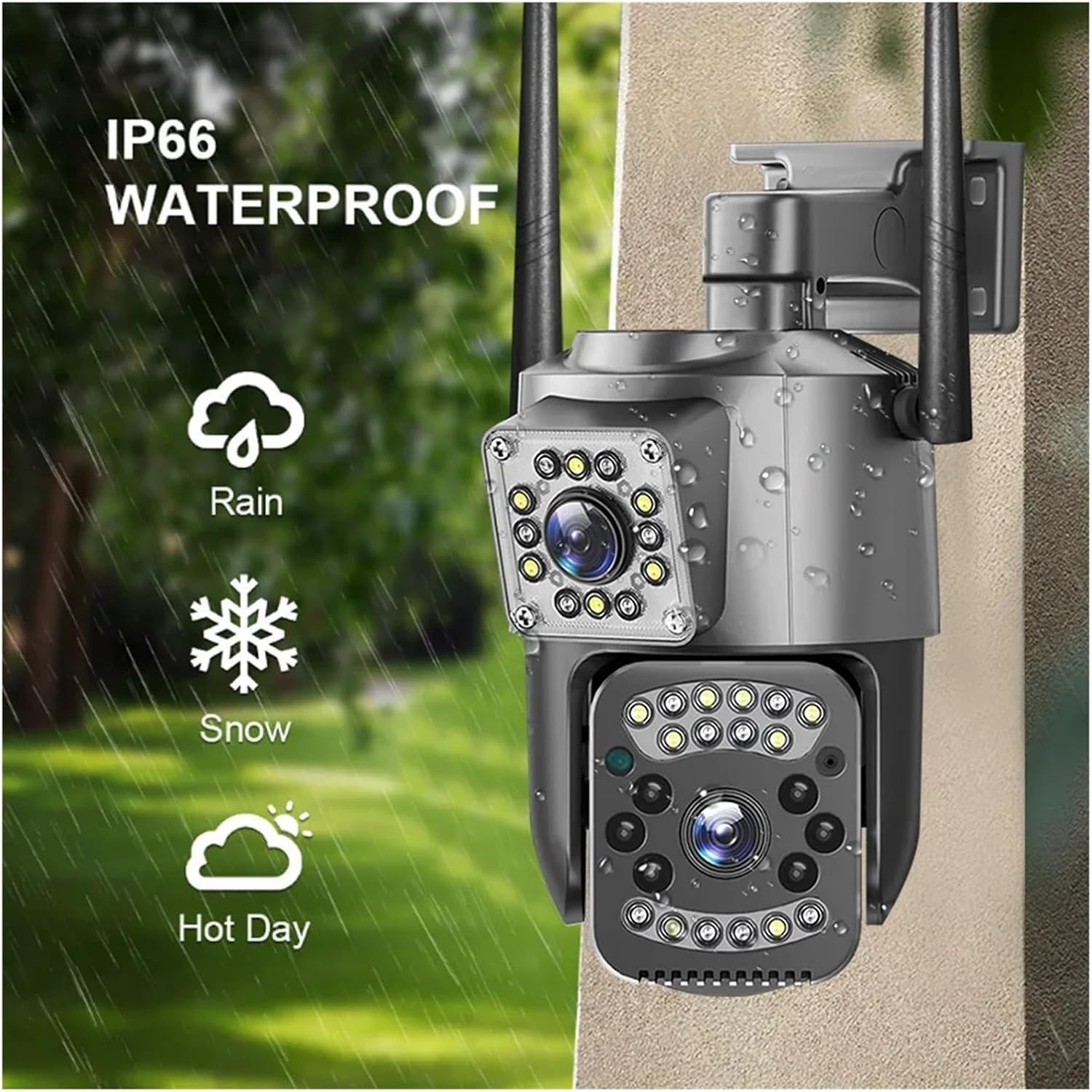 Caméra de surveillance, 4 MP, IP66, double objectif, surveillance extérieure (caméra Wi-Fi 128 G) - 2