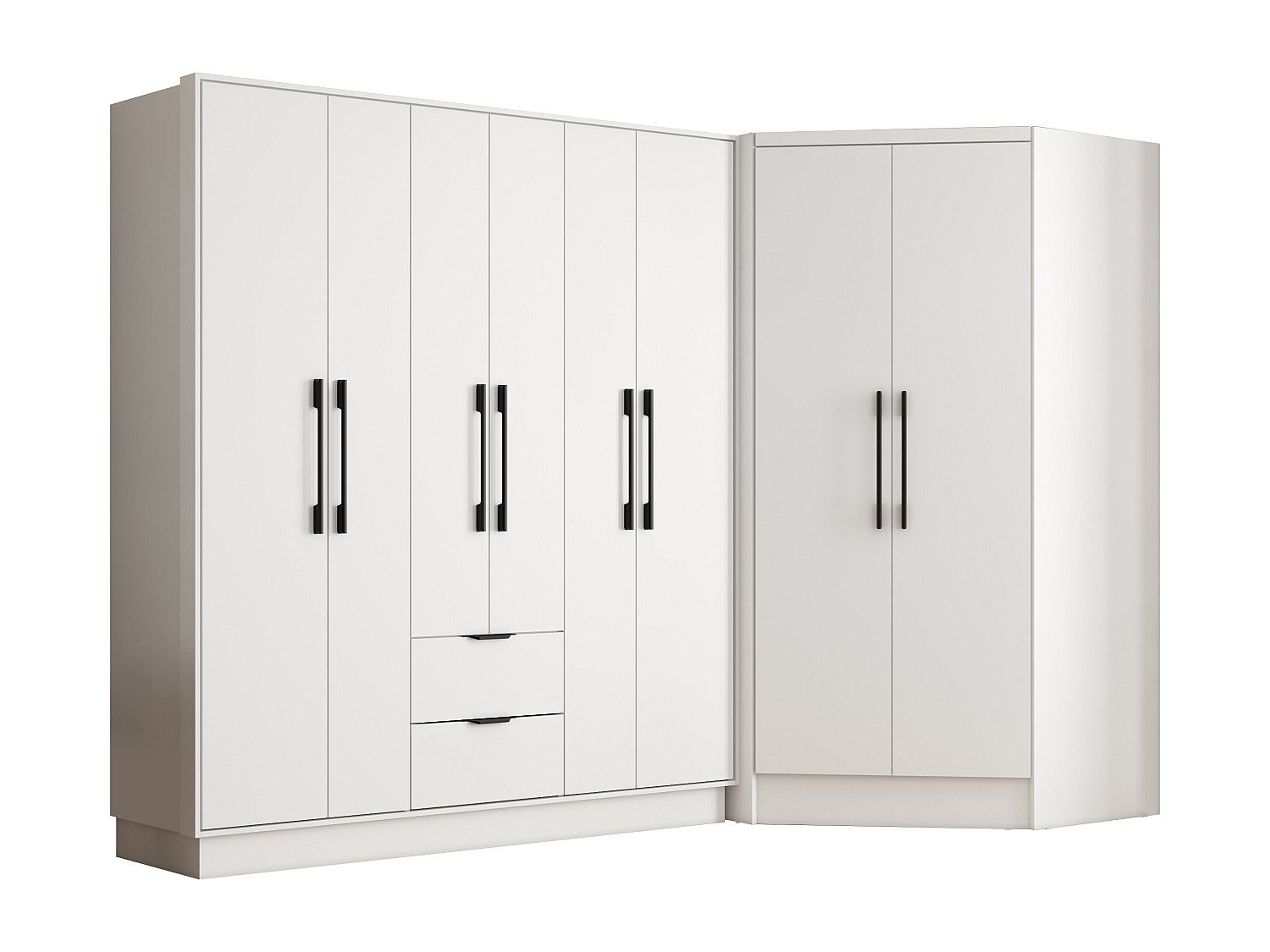 Armadio angolare 8 ante e 2 cassetti L263 cm Bianco - FEOVA - 3