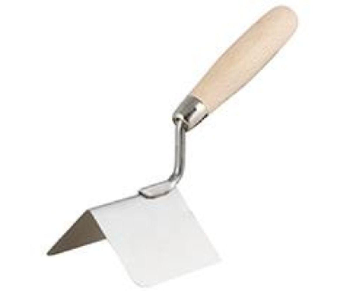 Kielnia kątowa zewnętrzna 65x80 mm nierdzewna z drewnianym uchwytem