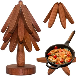 Set Di 3 Sottopentola A Forma Di Albero – Legno Color Legno – 15.2 X 26.7 Cm – Sottopentola Per Piatti Caldi E Teiere - 2
